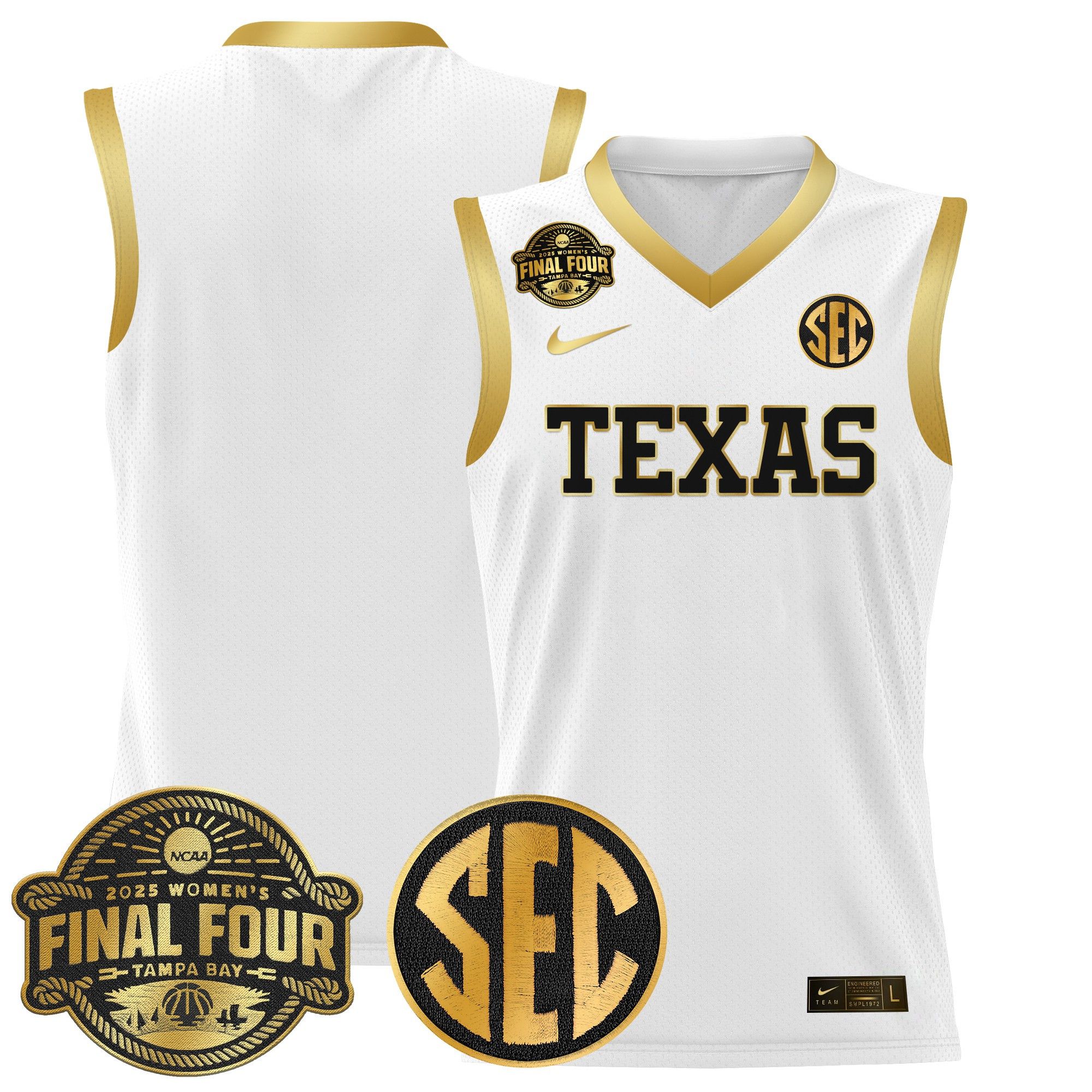 Men Texas Longhorns Blank White Nike 2025 Final Four Patch Lightweight Basketball NCAA Jerseys->customized ncaa jersey->Custom Jersey